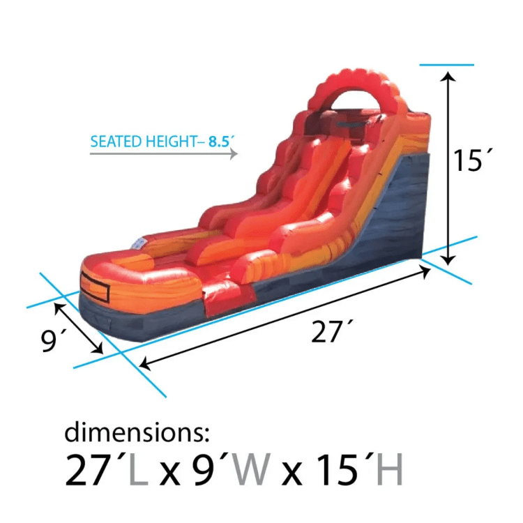 15' Fire Marble Inflatable Water Slide